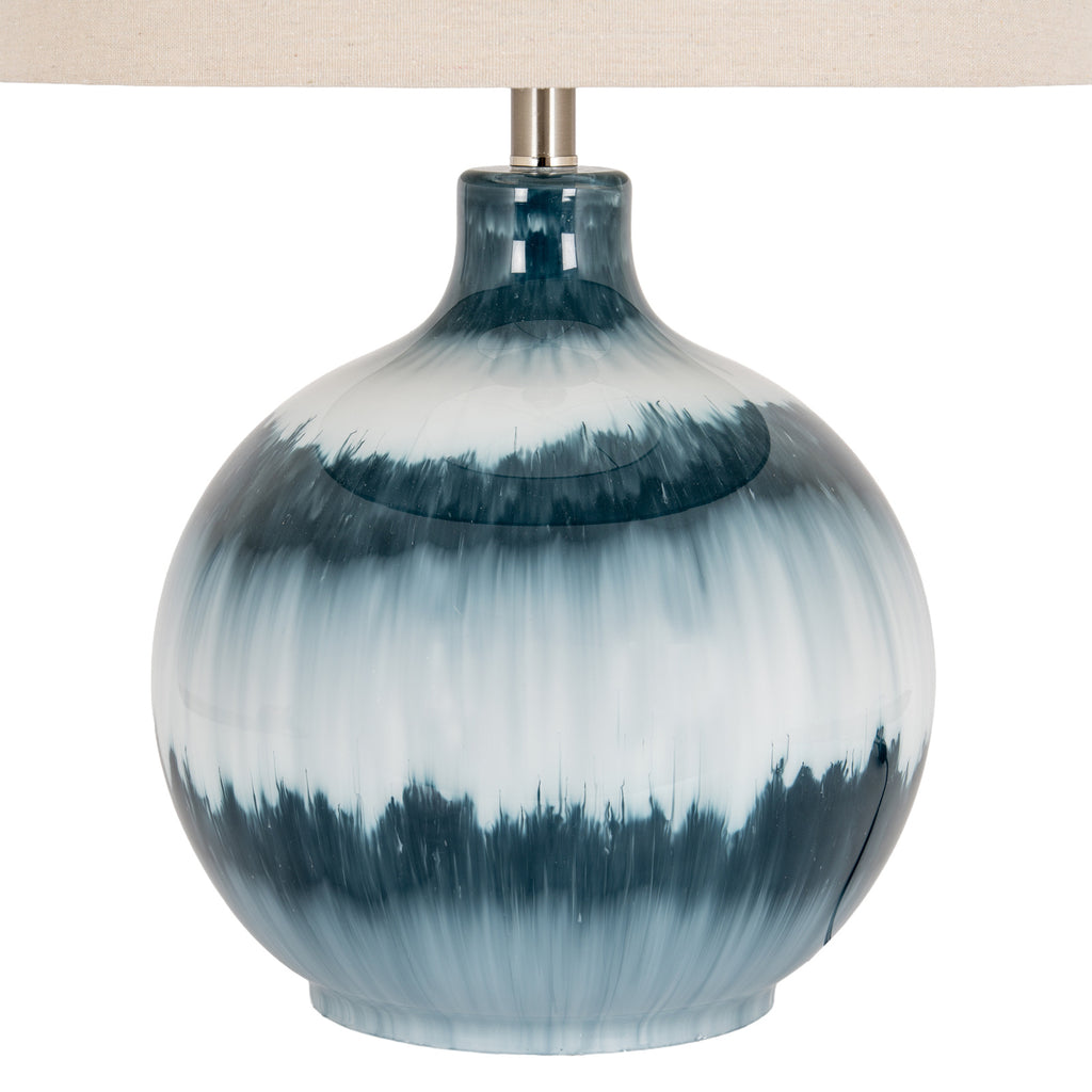 Ocean Shadows Table Lamp with Linen Shade - Blue