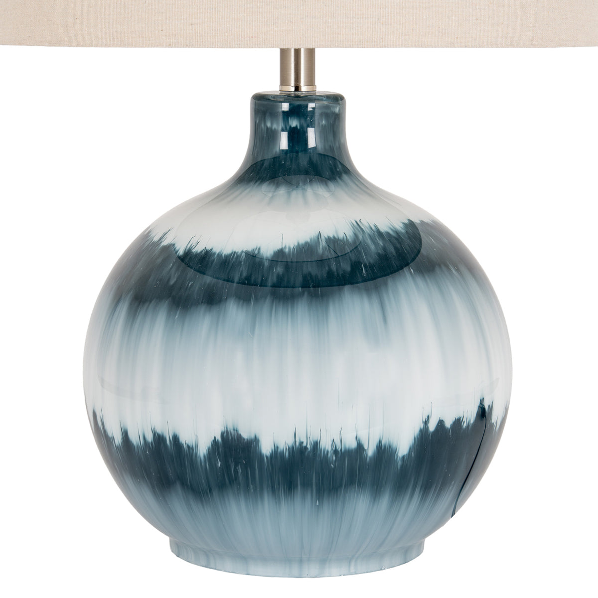 Ocean Shadows Table Lamp with Linen Shade - Blue