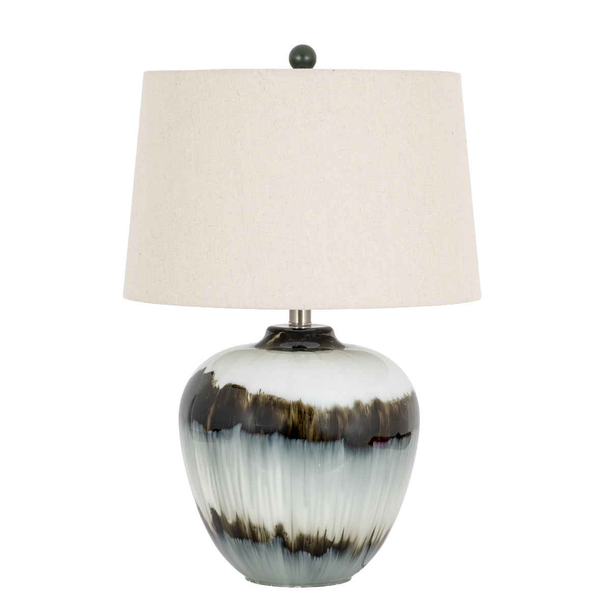 Midnight Shadows Table Lamp with Linen Shade - Black