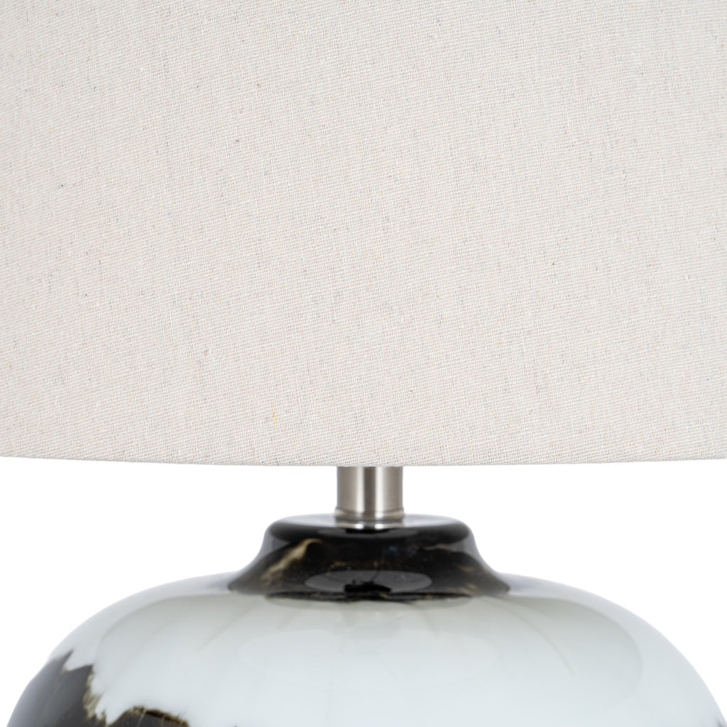 Midnight Shadows Table Lamp with Linen Shade - Black