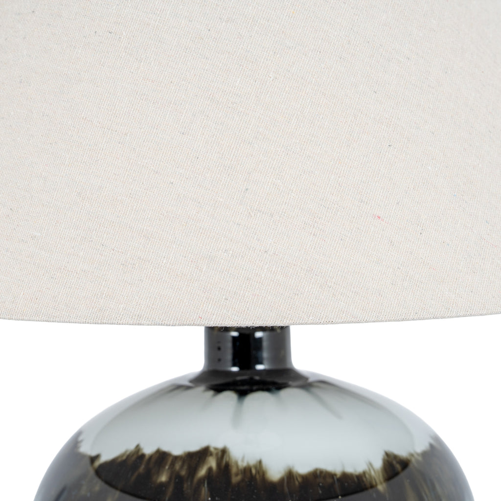 Midnight Shadows Squat Table Lamp with Linen Shade - Black