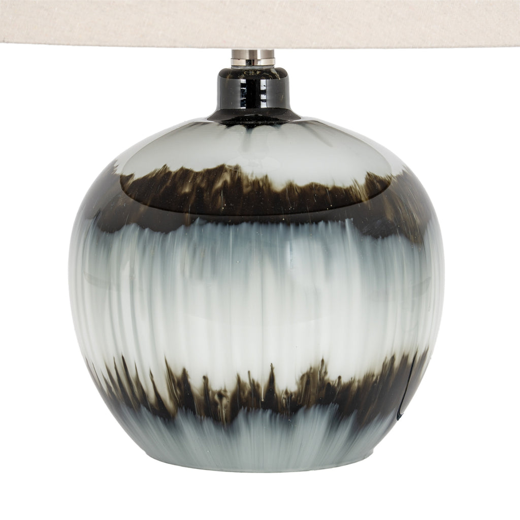 Midnight Shadows Squat Table Lamp with Linen Shade - Black