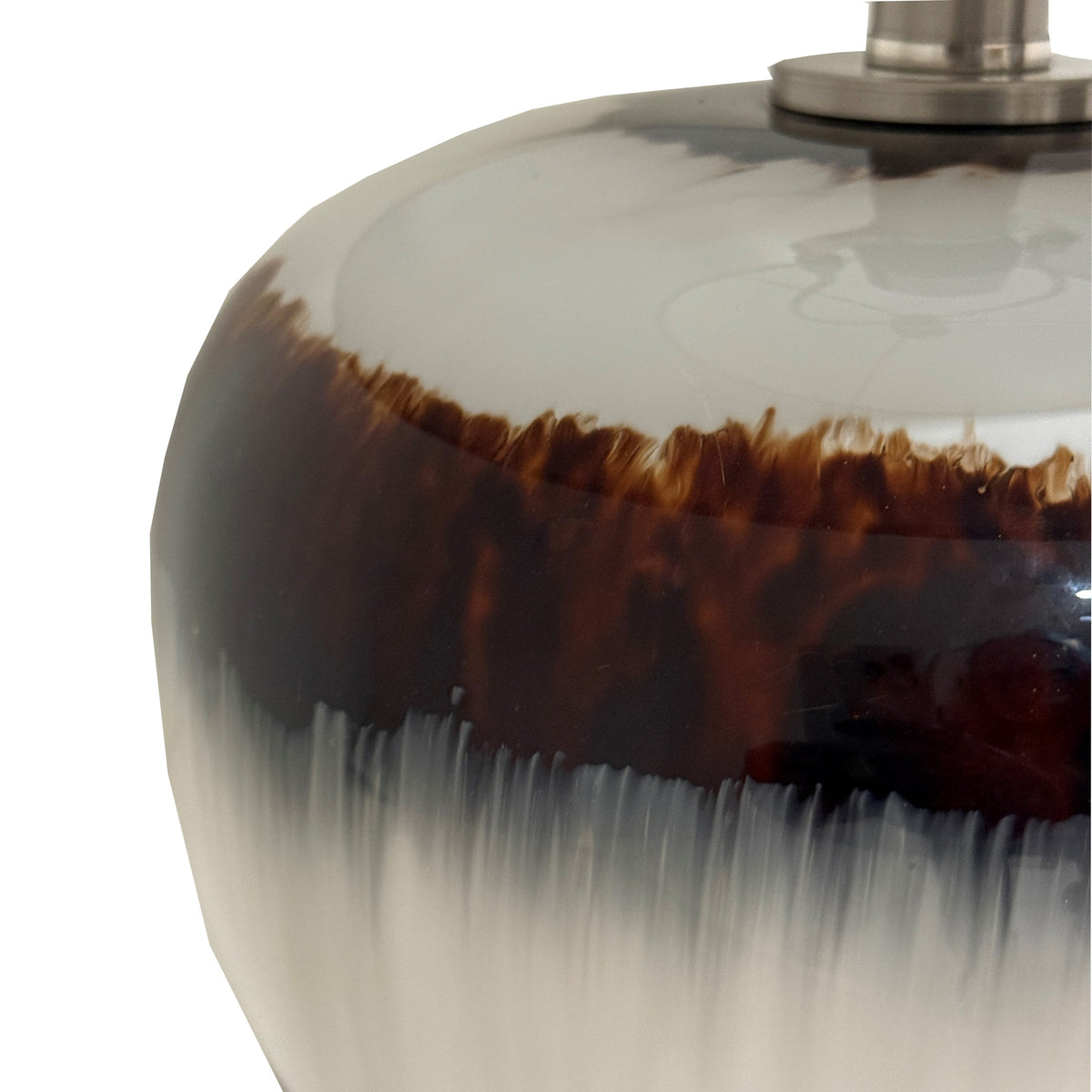 Sepia Shadows Squat Table Lamp with Linen Shade - Brown