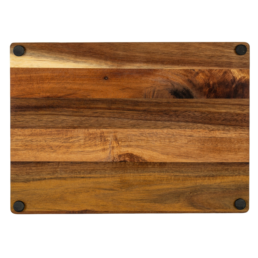 Acacia Cheese Board Set with White Bowl, Slate and Cutlery - Brown