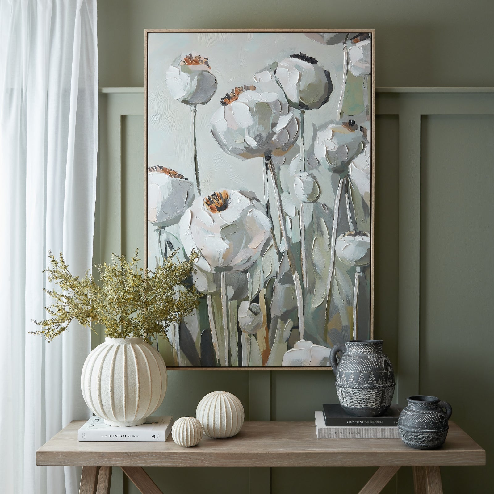 Poppy Heads Hand Painted Canvas In Frame