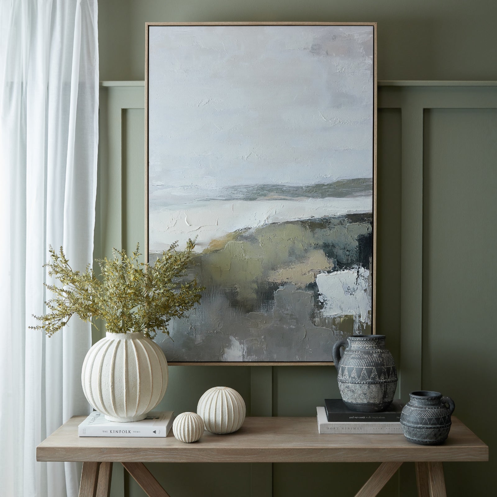 Hillside View Hand Painted Canvas In Frame