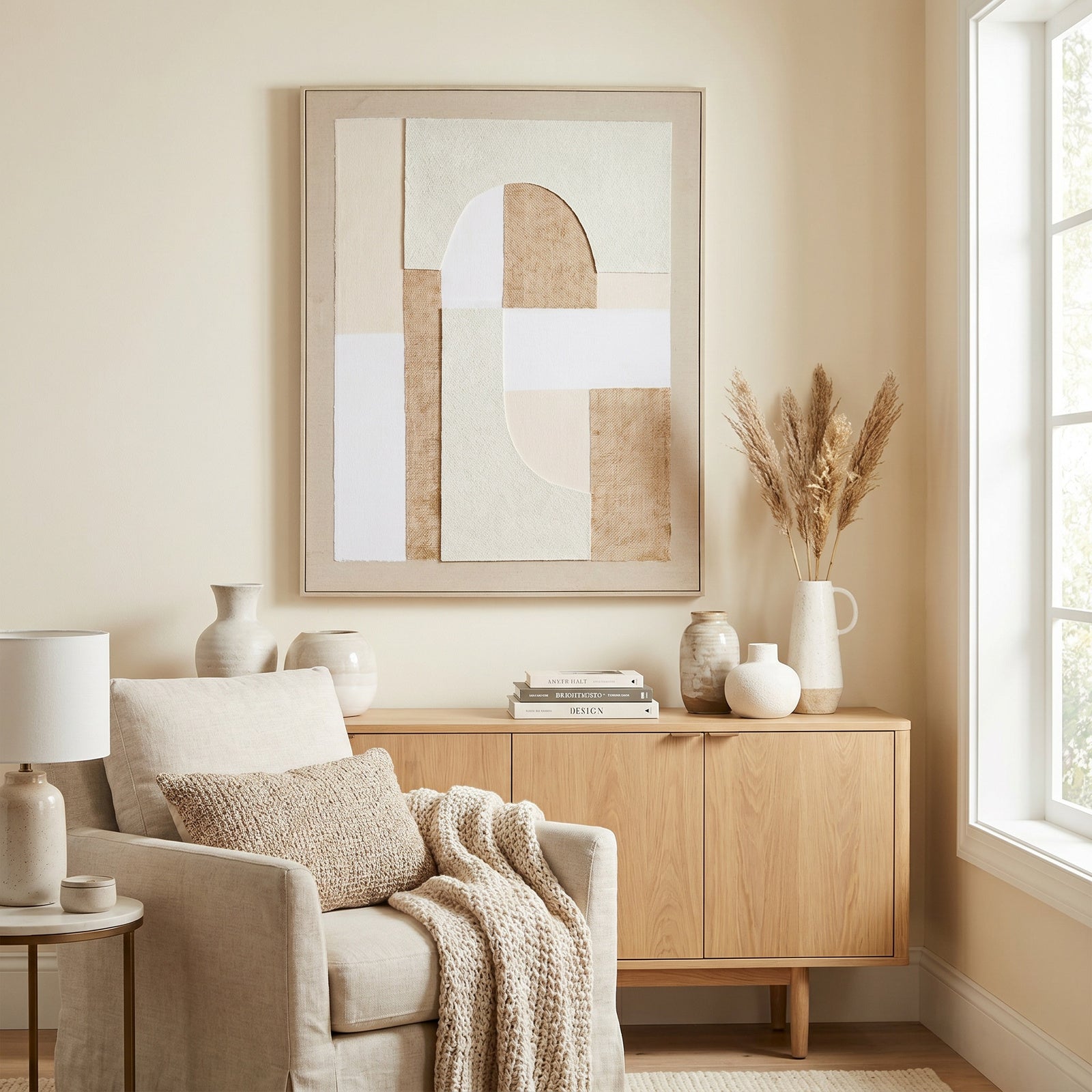 Portina Linen Textured Canvas In Frame