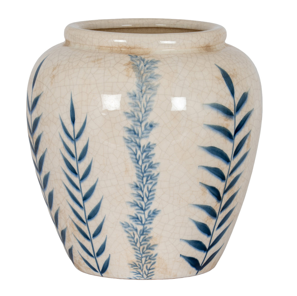 Small Blue Flora Olpe Jug Vase - White