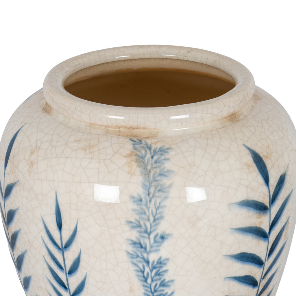Small Blue Flora Olpe Jug Vase - White