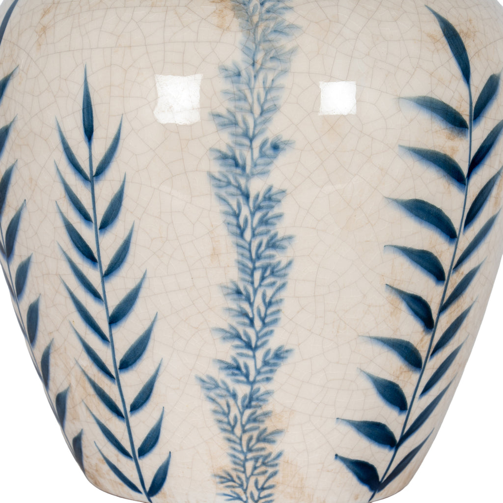 Small Blue Flora Olpe Jug Vase - White