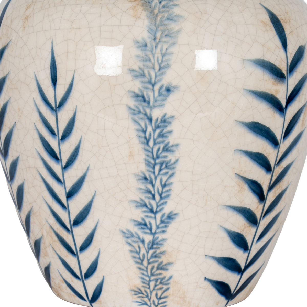 Small Blue Flora Olpe Jug Vase - White