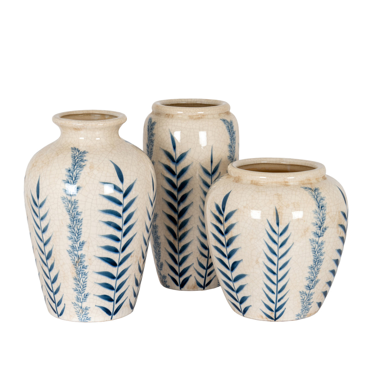 Small Blue Flora Olpe Jug Vase - White