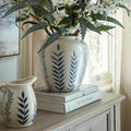 Small Blue Flora Olpe Jug Vase - White