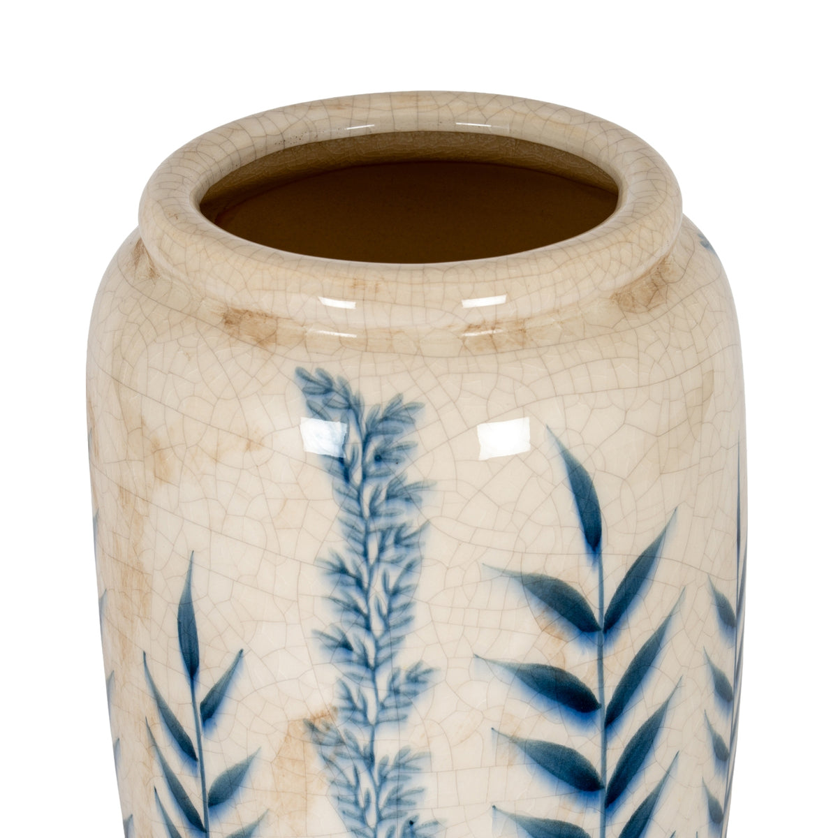 Large Blue Flora Tall Olpe Vase - White