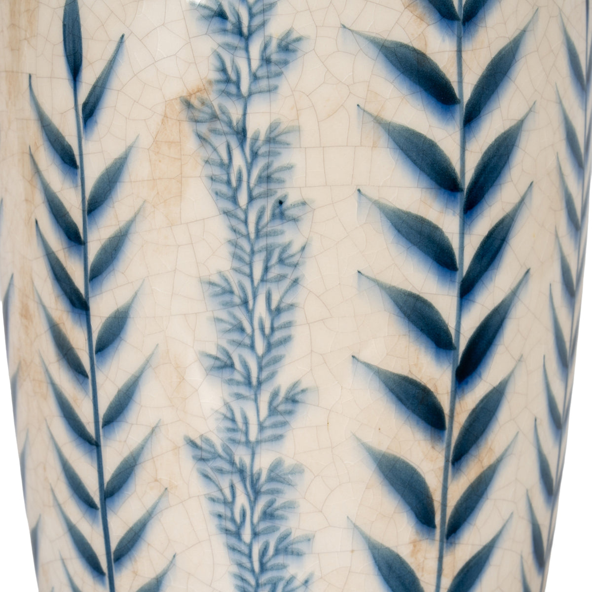 Large Blue Flora Tall Olpe Vase - White