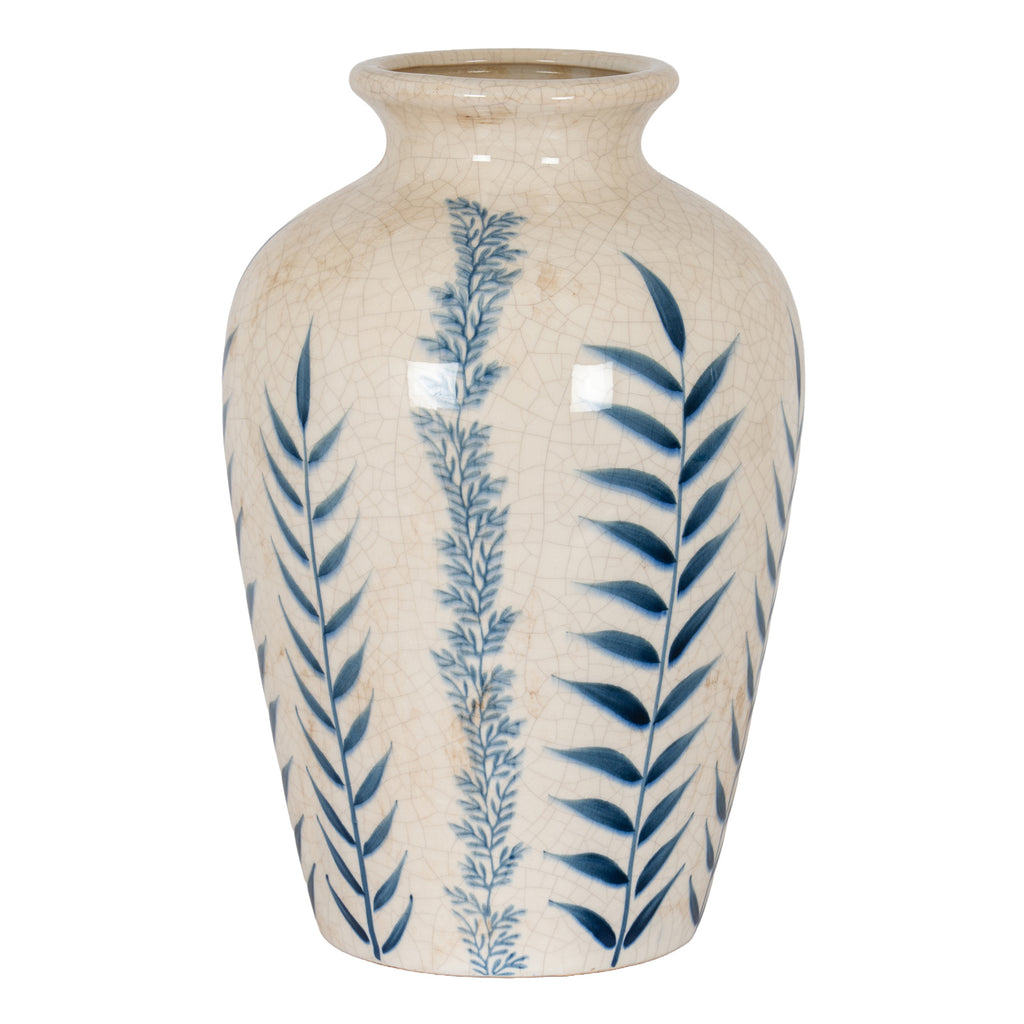 Classic Blue Flora Juniper Vase - White