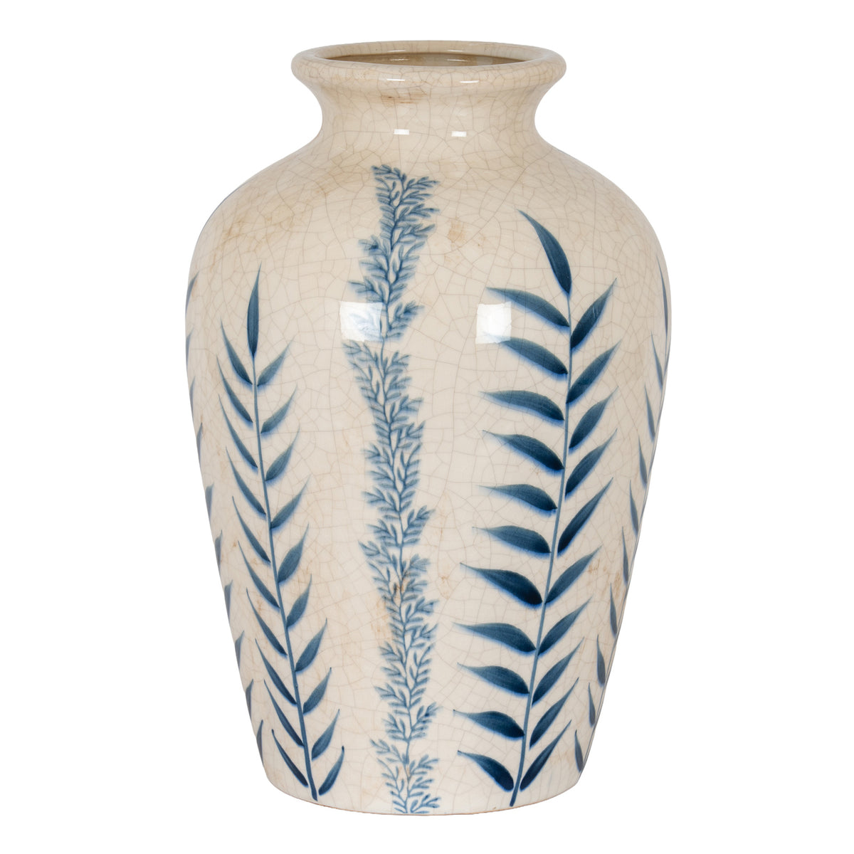 Classic Blue Flora Juniper Vase - White