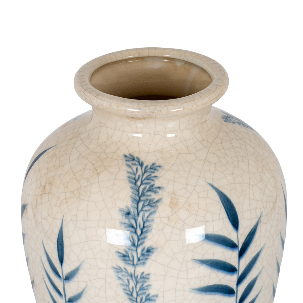 Classic Blue Flora Juniper Vase - White