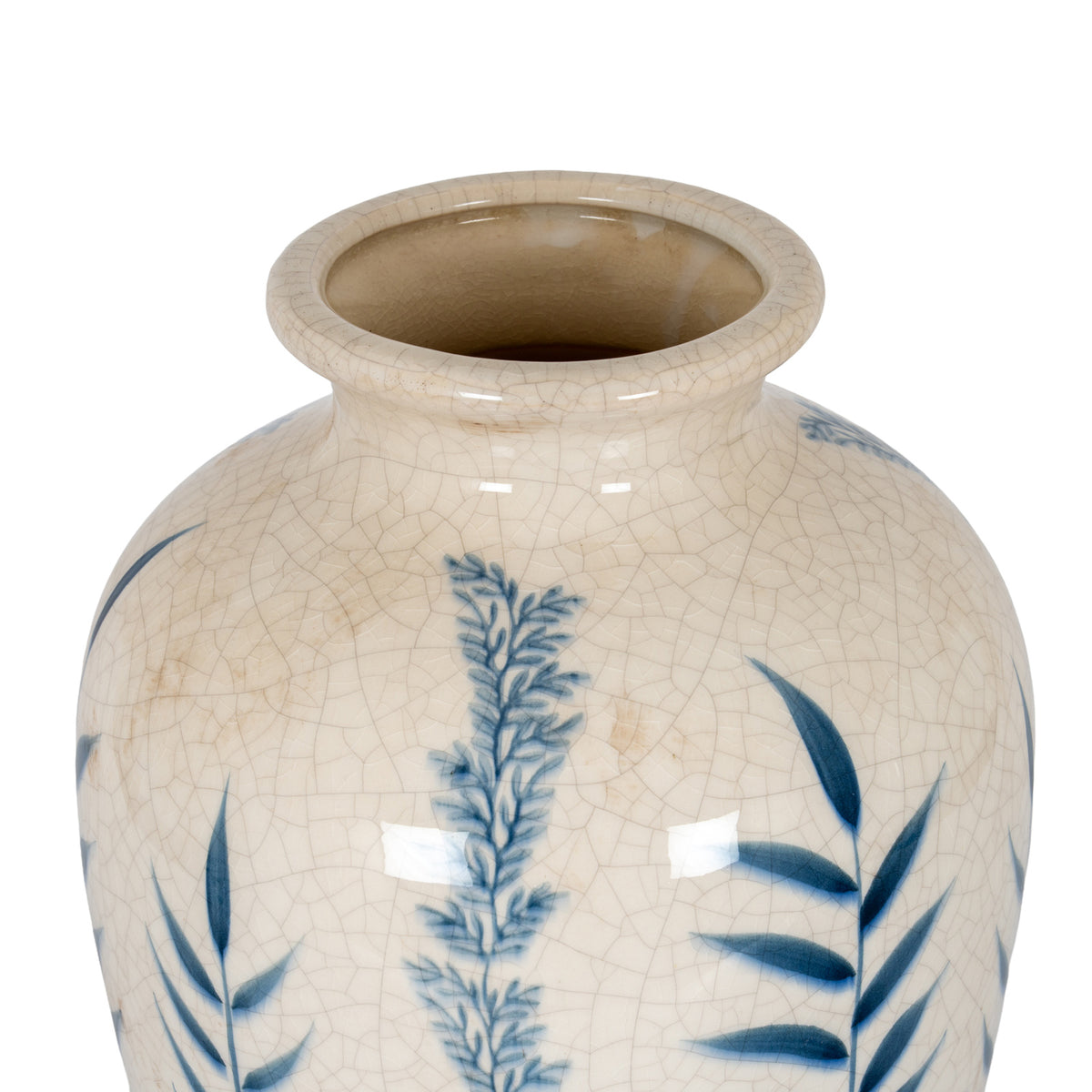 Classic Blue Flora Juniper Vase - White