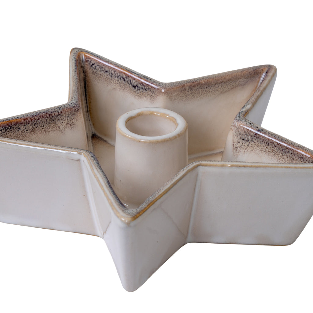 Small Solace Star Candle Holder - White