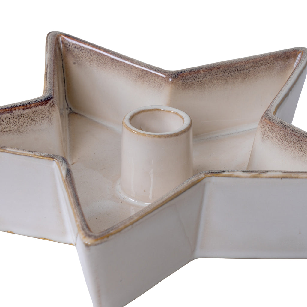 Large Solace Star Candle Holder - White
