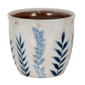 Small Blue Flora Planter Pot - White