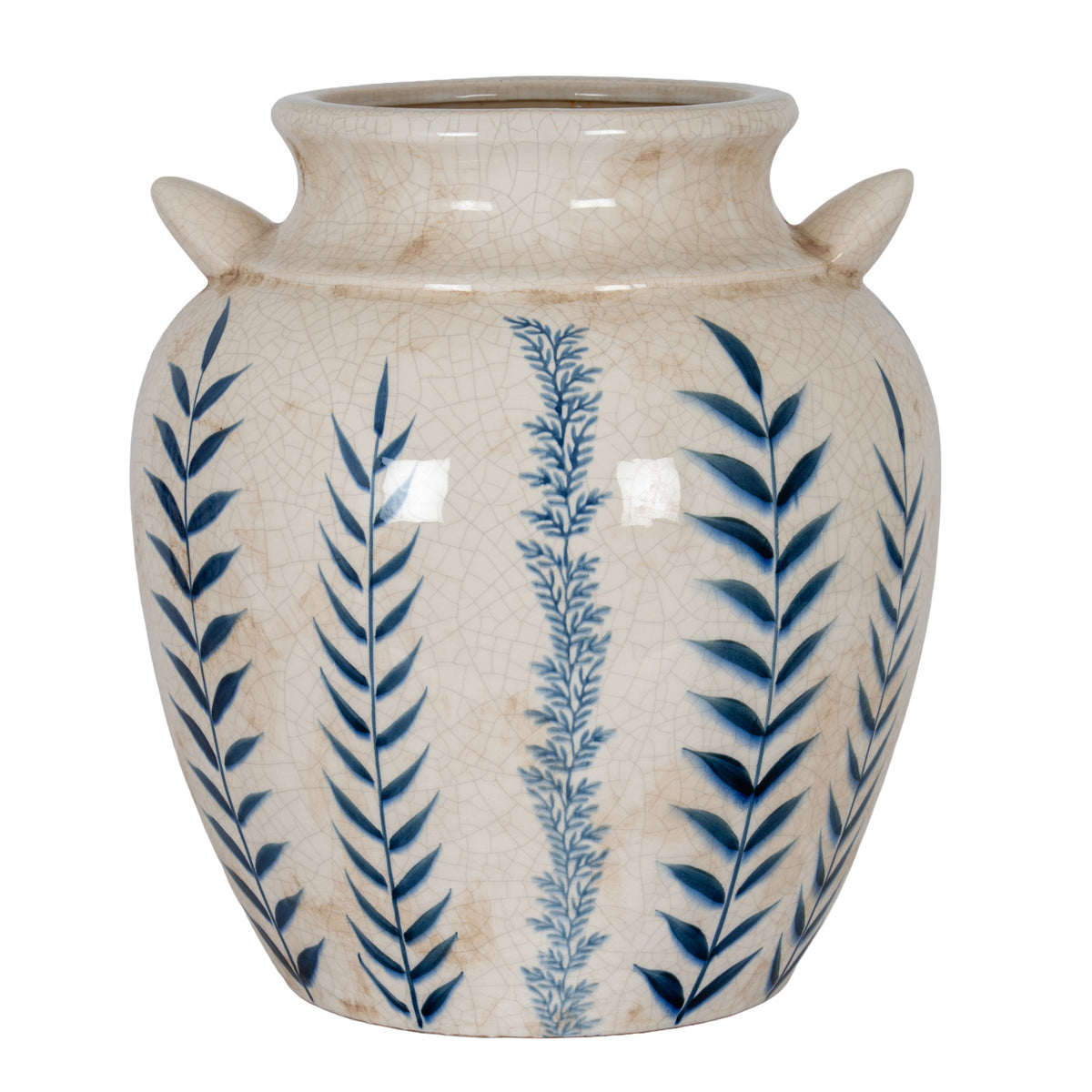 Blue Flora Amphora Jug Vase - White