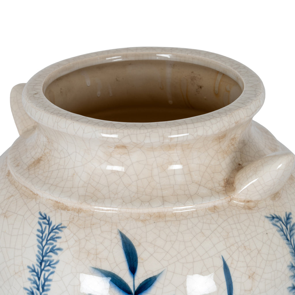 Blue Flora Amphora Jug Vase - White