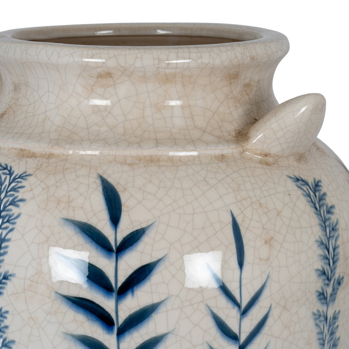 Blue Flora Amphora Jug Vase - White