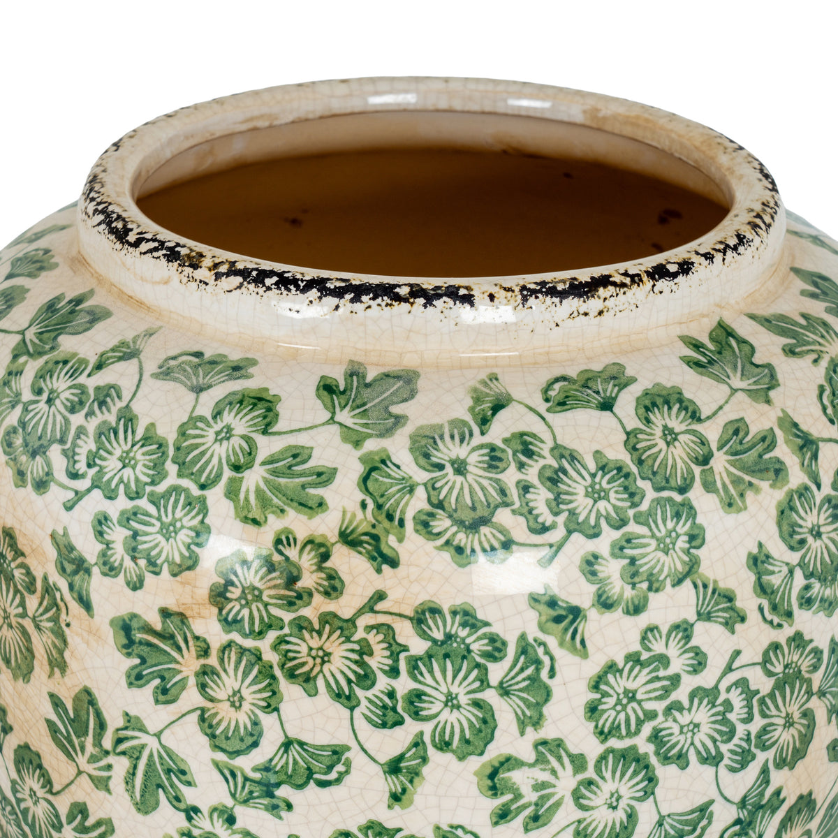 Large Green Clover Olpe Vase - White