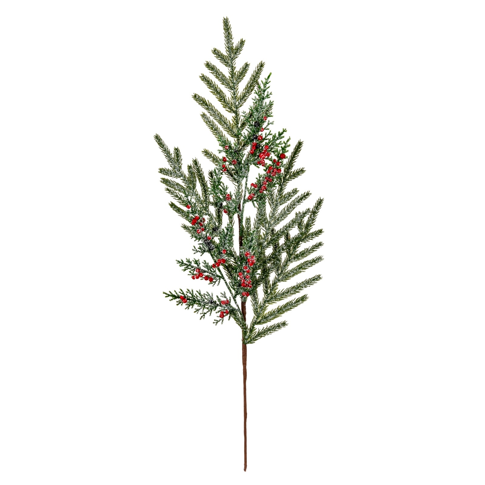 Frosted Pine Branch Spray with Winter Berries