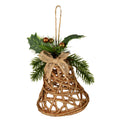 Natural Rattan Bell Decoration with Branches and Ribbon