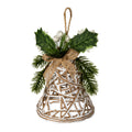White Rattan Bell Decoration with Branches and Ribbon