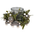 Frosted Mistletoe and Pine Candle Wreath