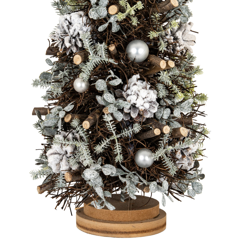 Large Frosted Forest Tree with Pinecones and Pearls - Brown