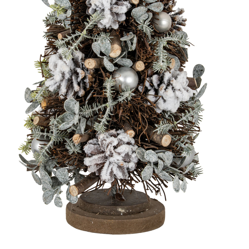 Medium Frosted Forest Tree with Pinecones and Pearls - Brown