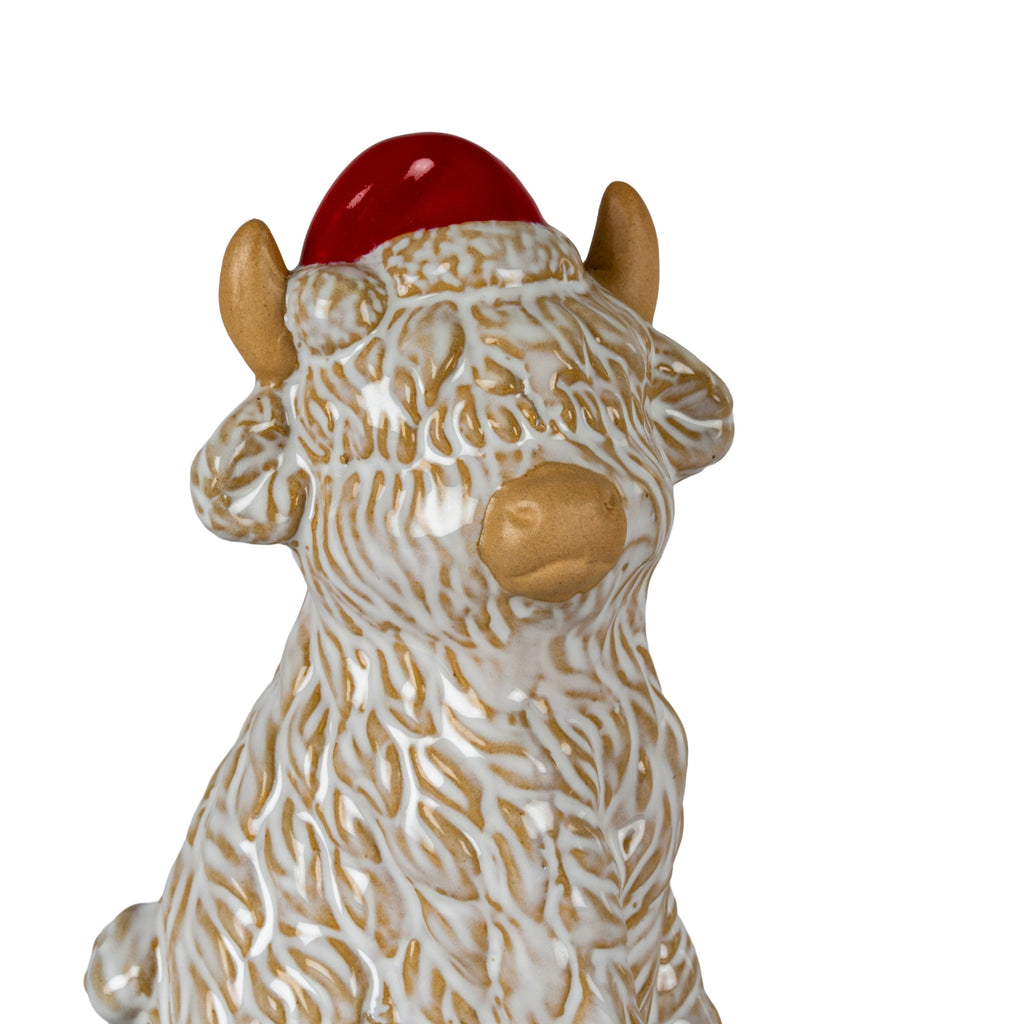 Merry Moo Ceramic Cow Ornament - White