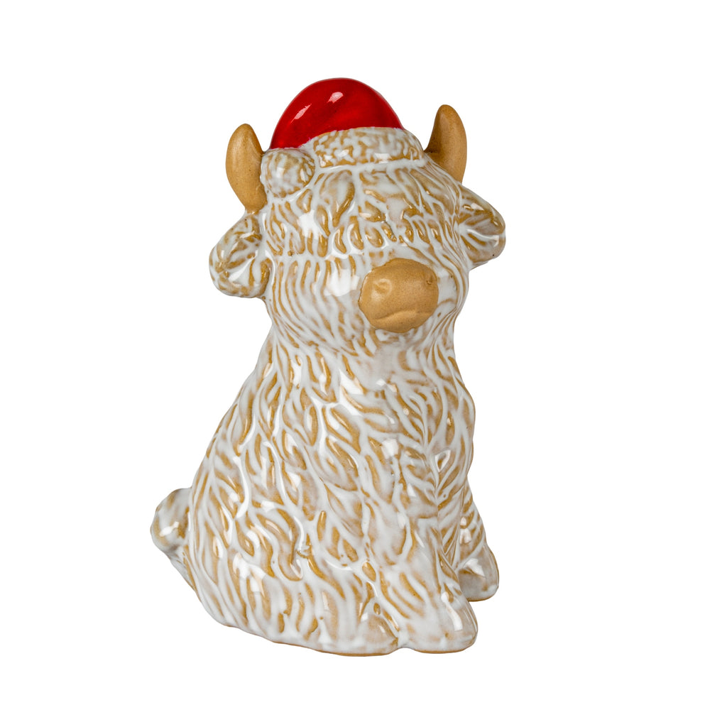 Merry Moo Ceramic Cow Ornament - White