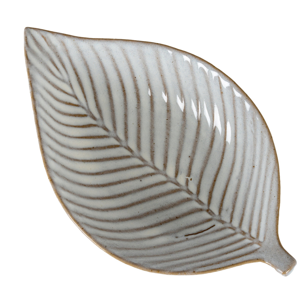 Alora Ceramic Elm Leaf Large Dish - White
