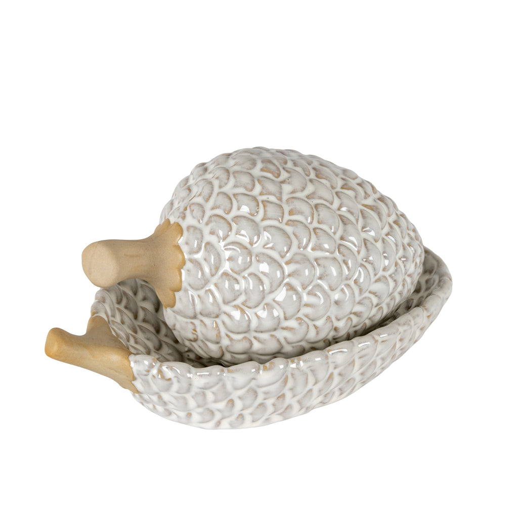 Alora Ceramic Pinecone Medium Dish - White