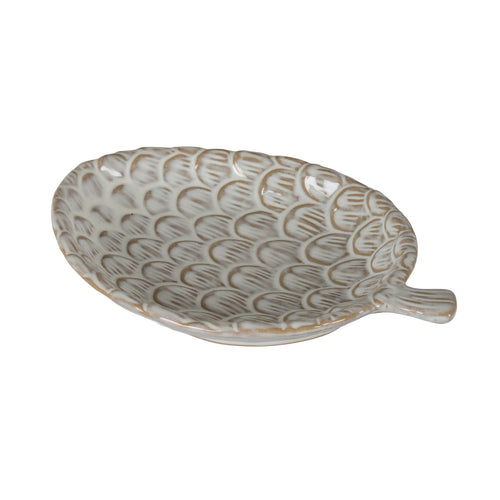 Alora Ceramic Pinecone Medium Dish - White
