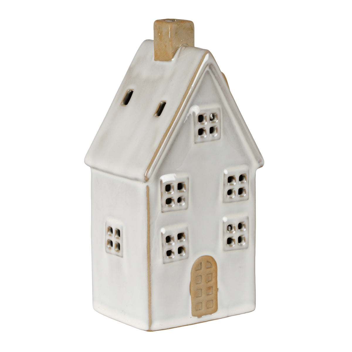 Alora Ceramic Large Townhouse with Led Light - White
