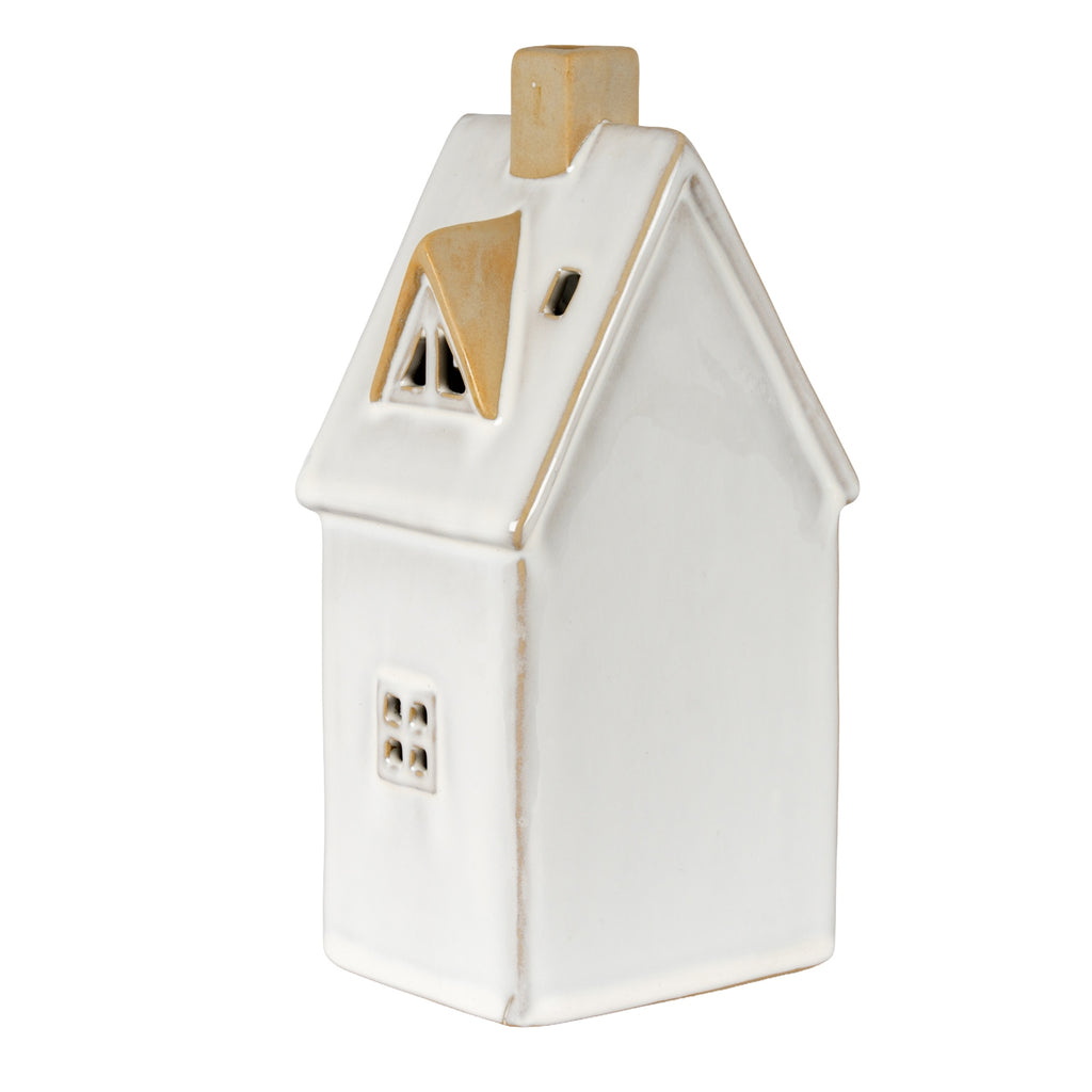 Alora Ceramic Large Townhouse with Led Light - White
