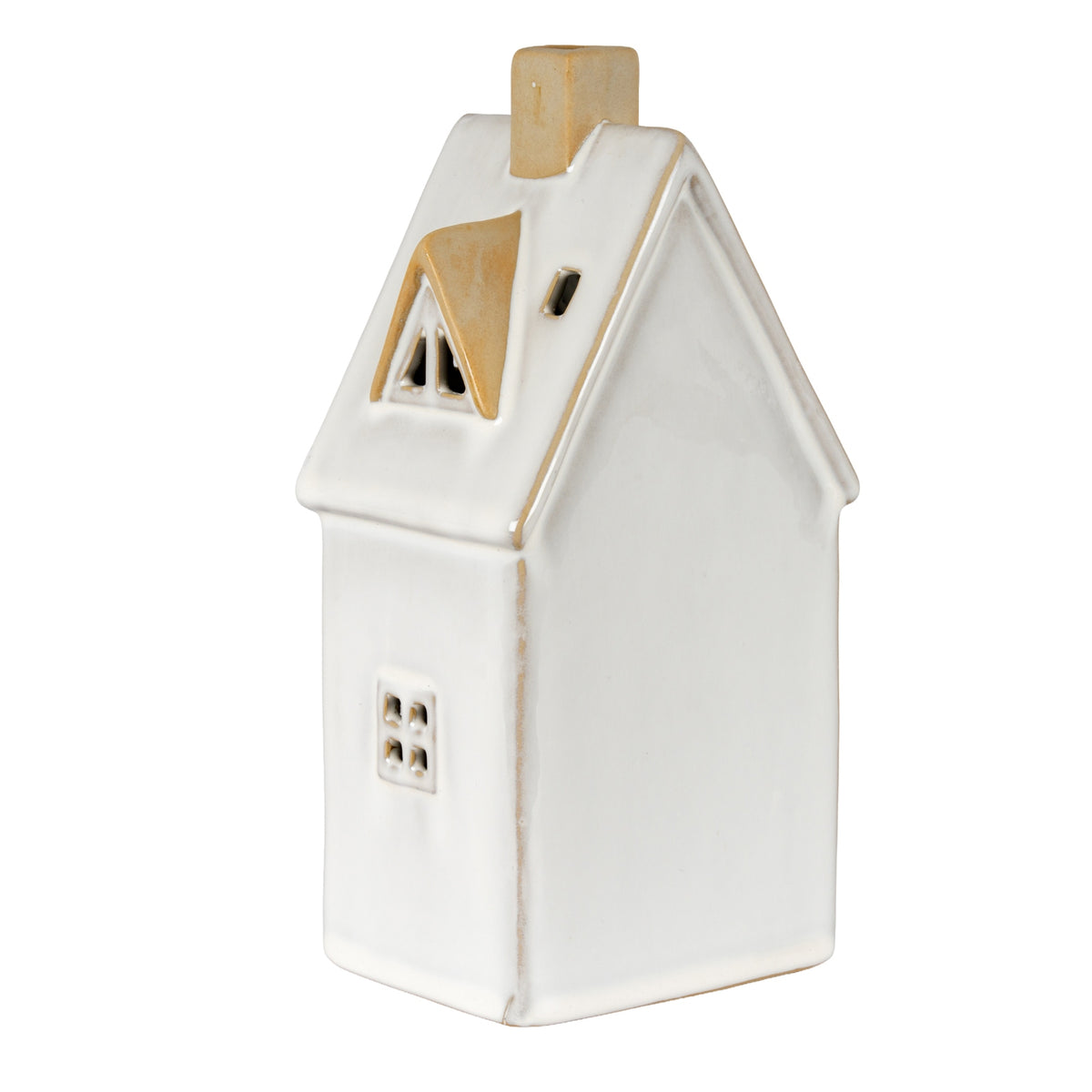 Alora Ceramic Large Townhouse with Led Light - White