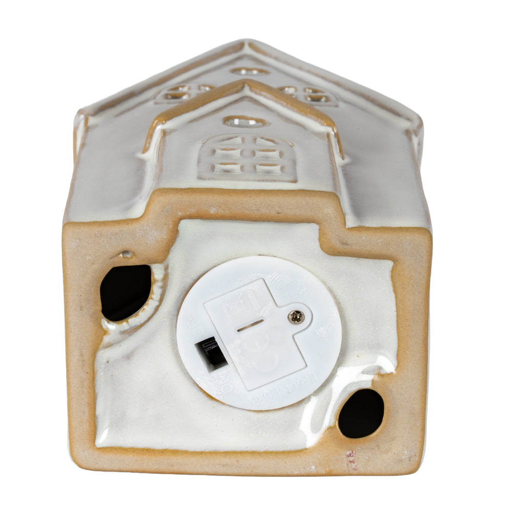 Alora Ceramic Large Townhouse with Led Light - White