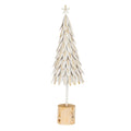 Large White Metal Christmas Tree On Wooden Stand