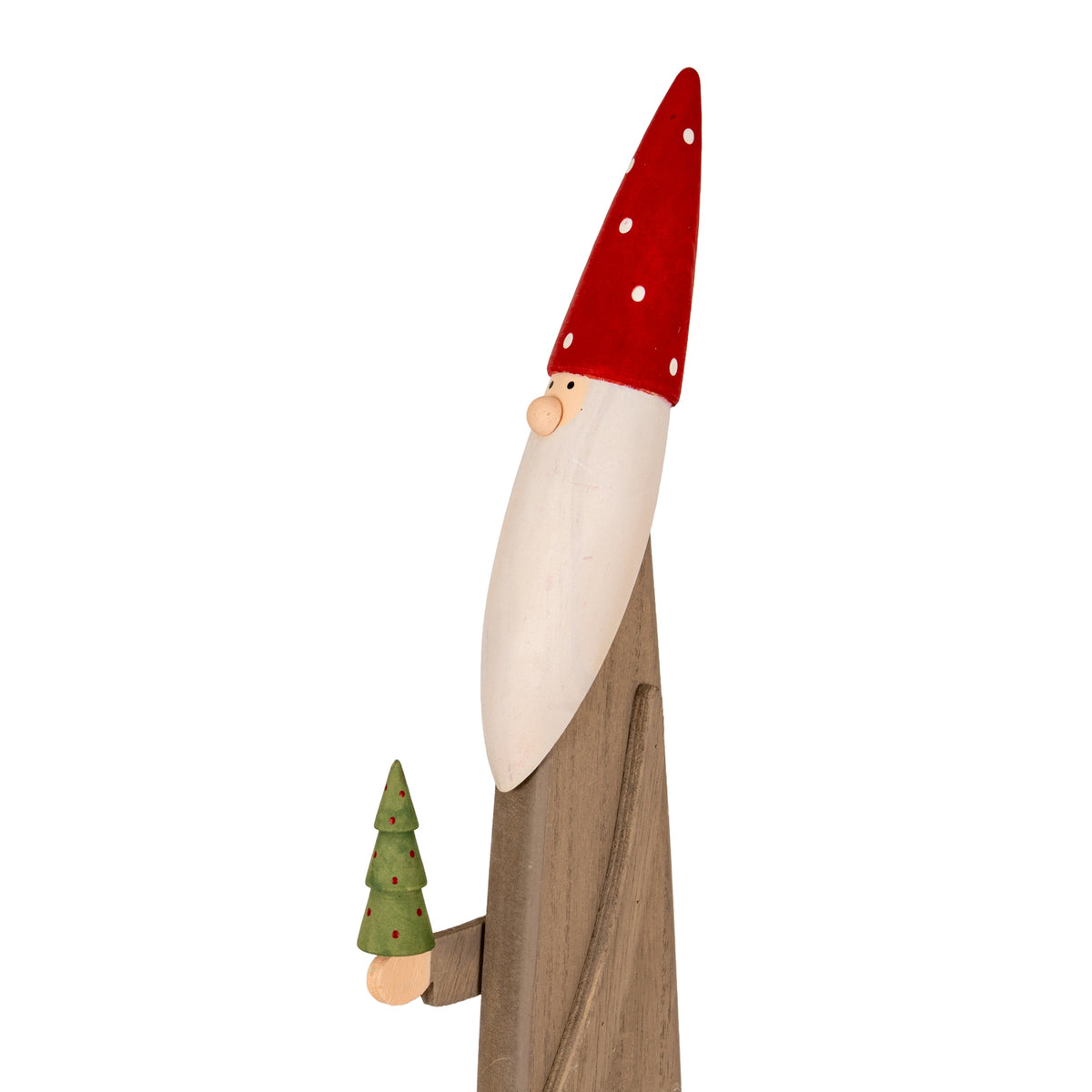 Wooden Festive Elf with Tree and Bell - Brown
