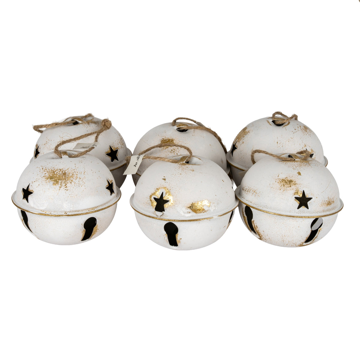 Twelve Metal Nordic Bells In Wooden Box - White