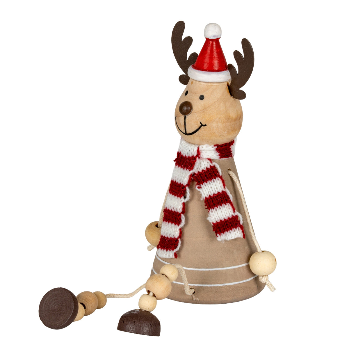 Wooden Jolly Sitting Reindeer Decoration - Brown