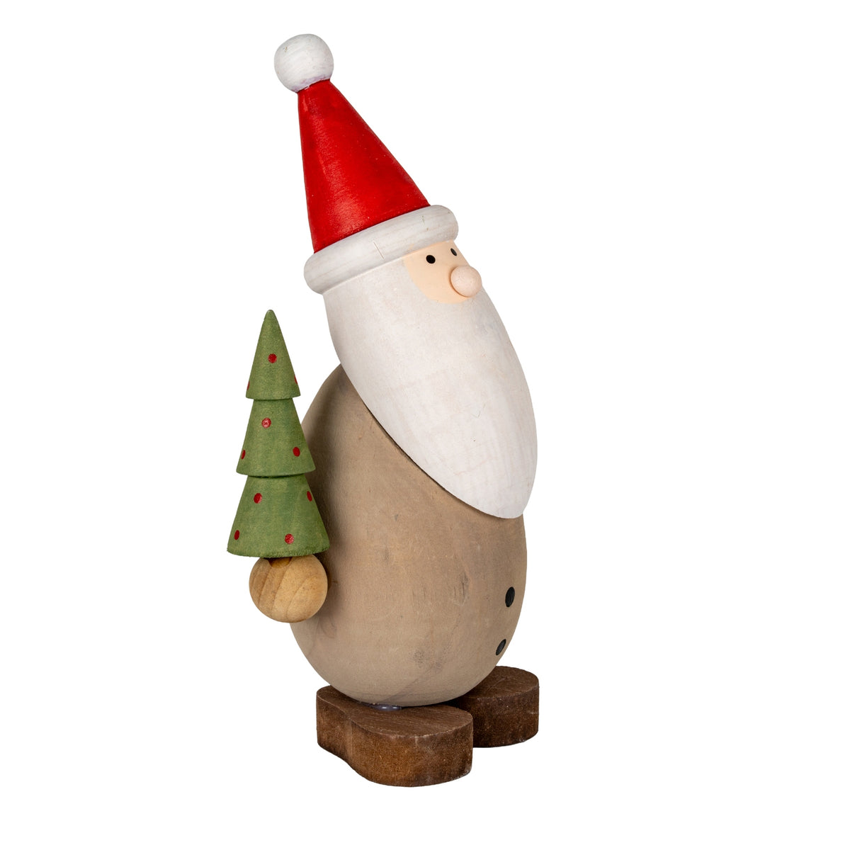 Wooden Santa with Tree - Brown